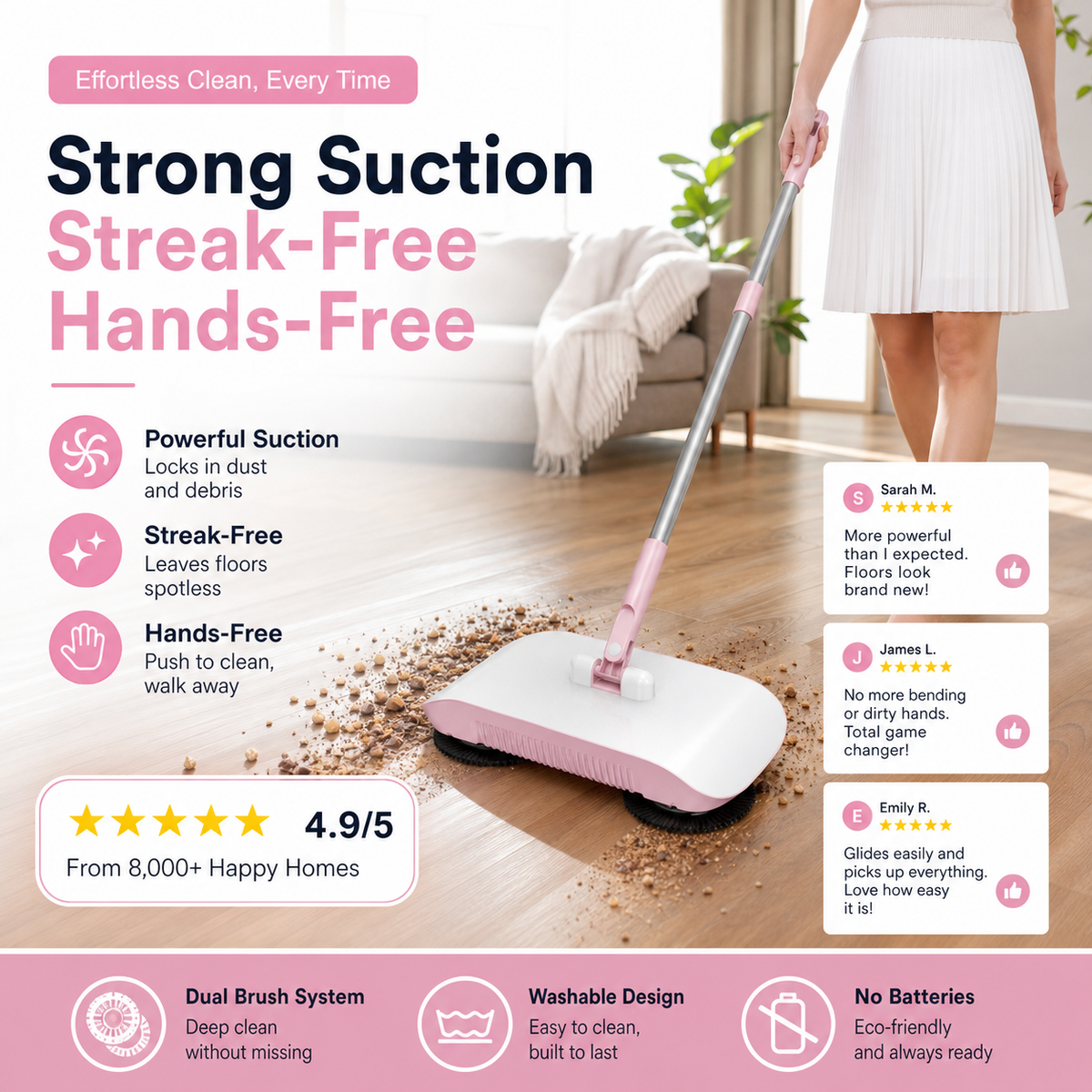 📢📢 50% OFF!! Smart 3‑in‑1 Robot Vacuum | Vacuum, Mop, Broom